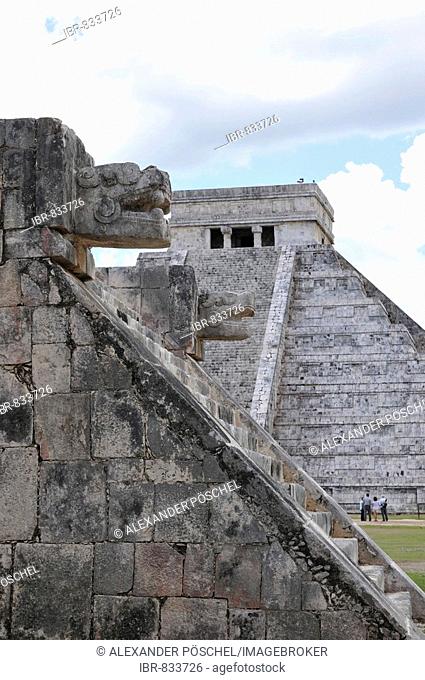 Temple of Kukulkan Pyramid, Plataforma de Venus, Platform of Venus, Zona Nord, Chichen-itza, new wonder of the world, Mayan and Toltec archaeological excavation
