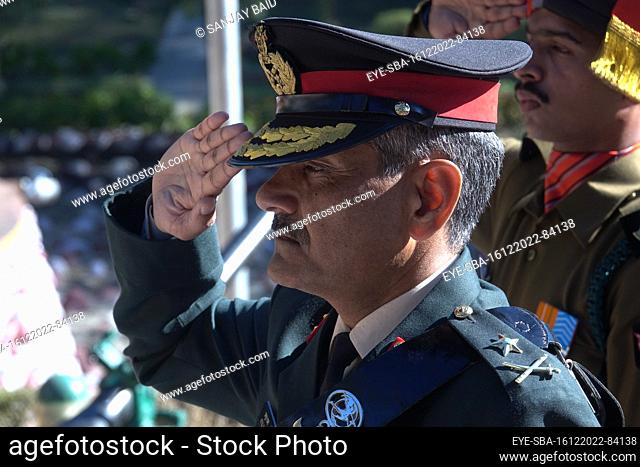 December 16, 2022, Dharamsala, India: Major General Atul Rawat, Chief of Army Staff, 9th Corps Yol (Ati Vishisht Seva Medal) pays tribute at the Dharamsala War...