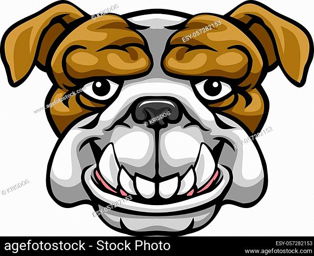 A bulldog mascot friendly cute happy animal cartoon character
