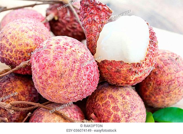 Closeup of lychee fruits, fruits of asian