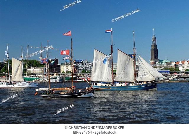Sailing boats at Hamburg Harbour's anniversary, Germany, Europe