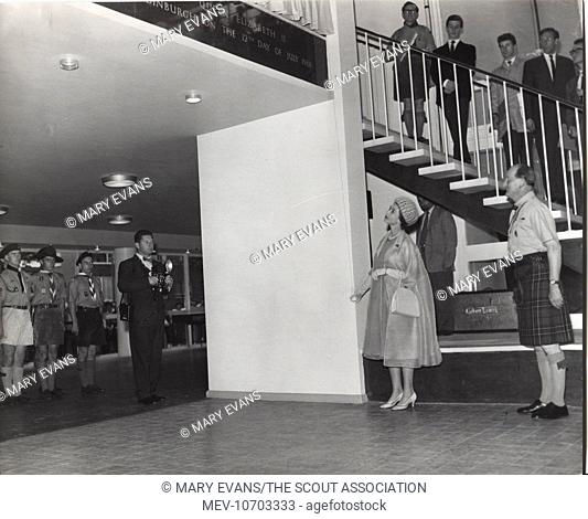 Scene during the official opening of Baden Powell House, South Kensington, London, by Queen Elizabeth II. The building received a number of awards