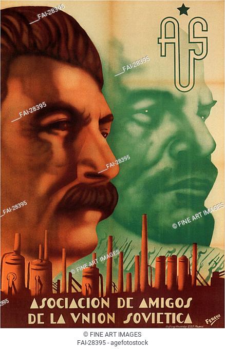 Asociación de Amigos de la Unión Soviética (A.U.S.) by Fergui (active 1930s)/Colour lithograph/Social and political posters/1937/Spain/Private Collection/Poster...