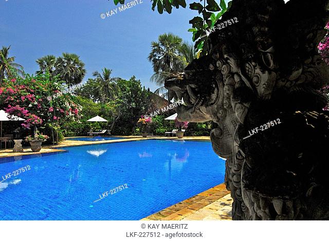 Sculpture next to the pool of the Matahari Hotel, Pemuteran, Bali, Indonesia, Asia