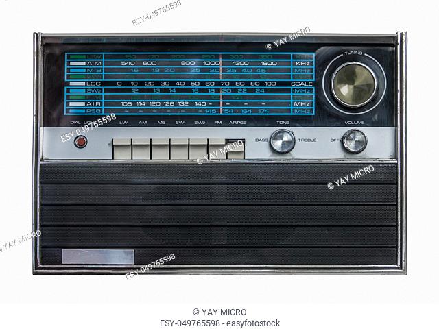 Isolated Vintage Retro Silver Radio On A White Background