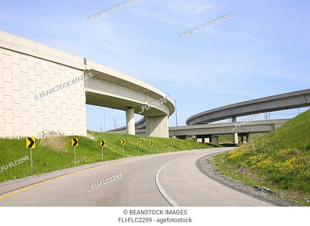 Highway on-ramp and overpass 407 & DVP Markham, Ontario, Canada