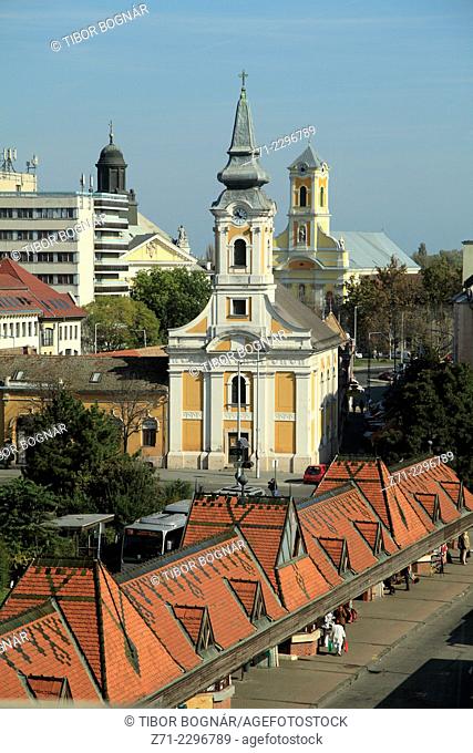 Hungary, Kecskemét, skyline, Széchenyi tér, Greek Orthodox Church