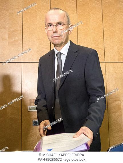 Guenter Lubitz, father of the Germanwings co-pilot of the plane crash in the Alps, participates in a press conference in Berlin, Germany, 24 March 2017