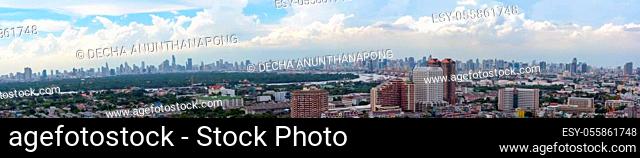 View panorama bangkajao park in Samut prakan province and many buildings