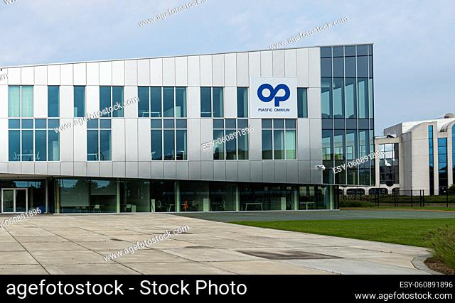 Evere, Brussels Capital Region, Belgium - 20 09 2021: The plastic omnium company industry headquarters