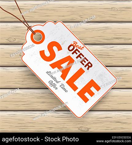 Infographic with price sticker the wooden background. Eps 10 vector file