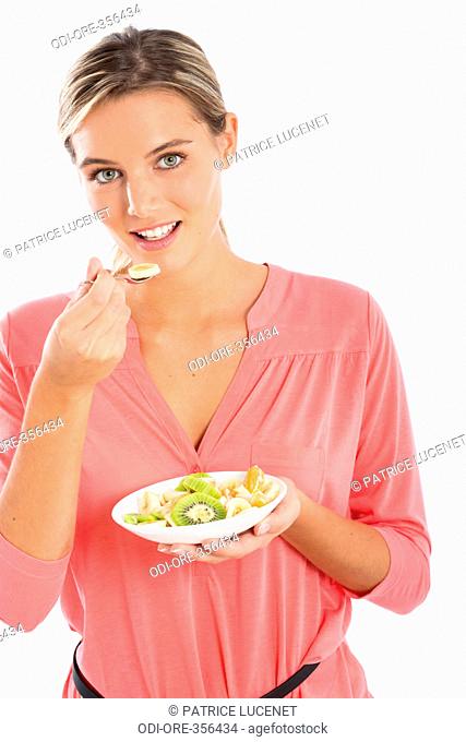 Woman fruits salad