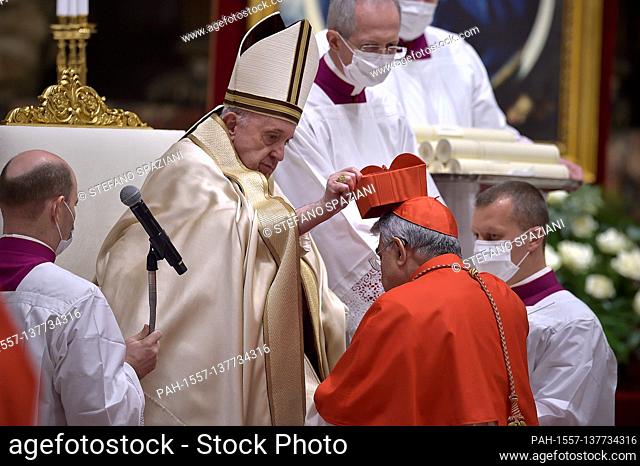Cardinal Marcello Semeraro .Pope Francis leads a consistory for the creation of five new cardinals at St Peter's basilica in Vatican