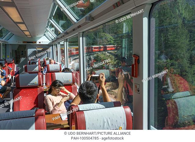 Switzerland The Rhaetian Railway Glacier Express August 2017 | usage worldwide. - St. Moritz/Graubuenden/Switzerland