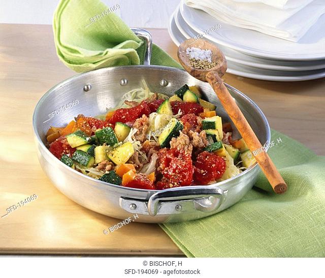 Pan-cooked mince and vegetables