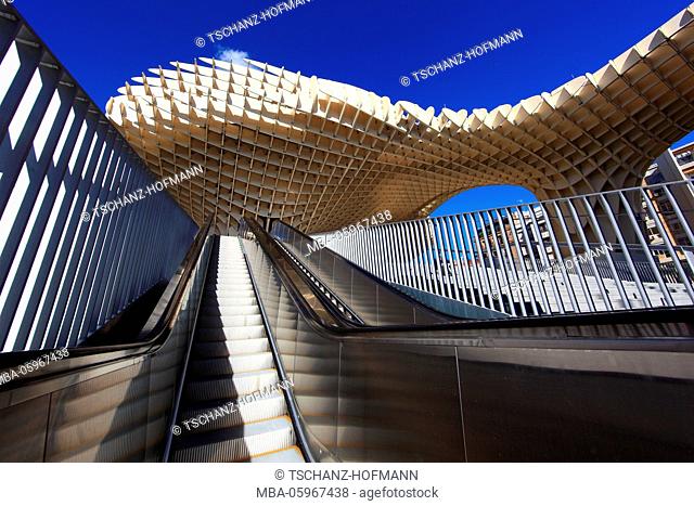 Spain, Andalusia, in the old town of Seville, the Metropol Parasol is a piece of art on the square Plaza de la Encarnacion