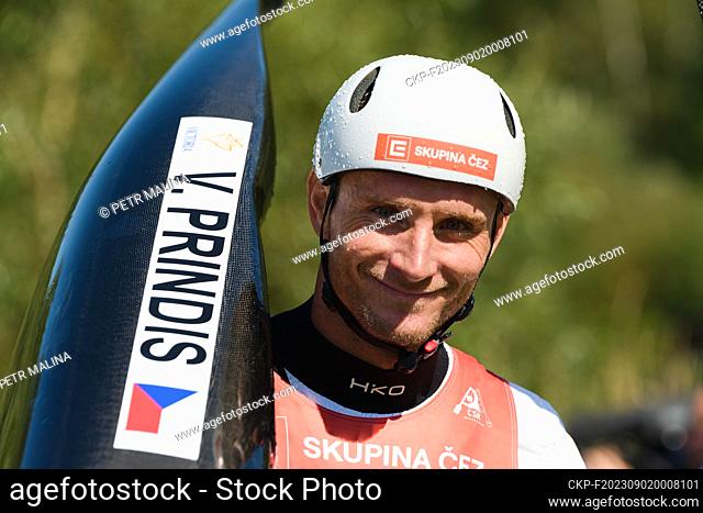 Czech Vit Prindis is seen during the Czech Championship, 2023 ICF Wildwater Canoeing World Cup Lipno, on August 26, 2023, in Lipno, Czech Republic
