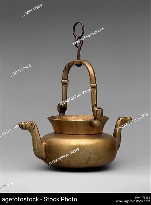 Laver. Date: probably 15th century; Culture: Netherlandish; Medium: Brass, with iron swivel and suspension loops; Dimensions: Overall (with handle up): 12 5/16...