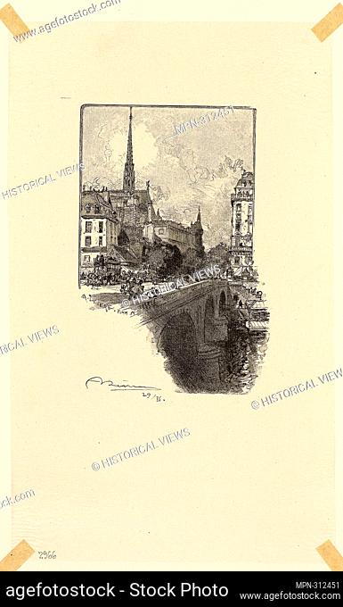 Louis Auguste Lepre. Le Pont Saint-Michel, plate twelve from Le Long de la Seine et des Boulevards - 1890, published 1910 - Louis Auguste Lepre (French