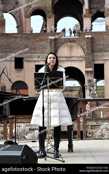 Soprano Olimpia Pagni student of conservatory of Santa Cecilia sings during the reopenig concert of PArCo , Rome, ITALY-01-02-2021