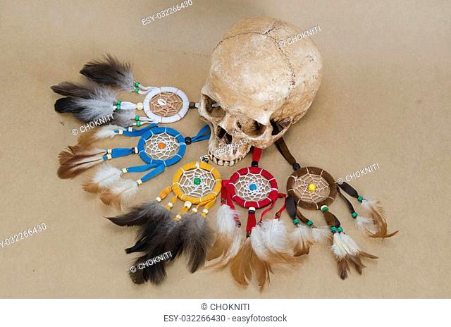 dream catcher with human skull