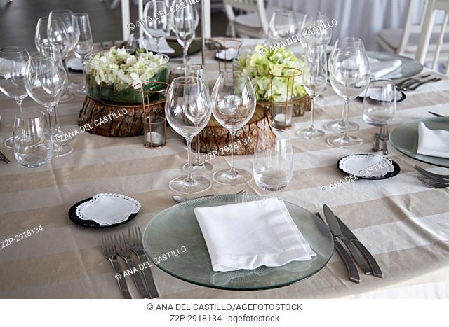 Refined table setting for marriange celebration Spain
