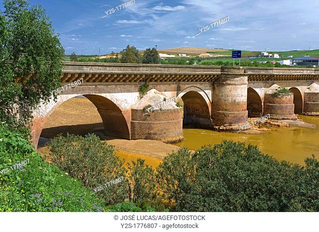 Roman bridge and Tinto river, Niebla, Huelva-province, Spain