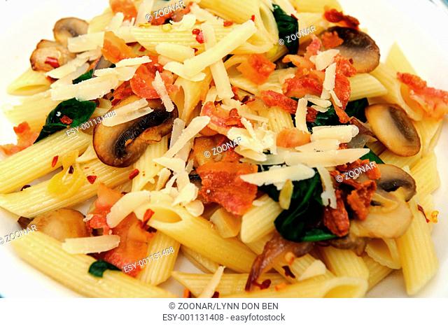 Penne Pasta And Sautéed Spinach