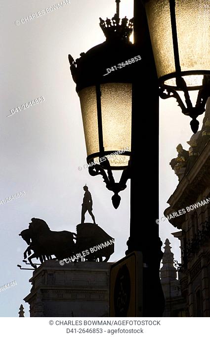 Europe, Spain, Madrid, Calle de Alcala, Banco Bilbao Vizcaya chariot