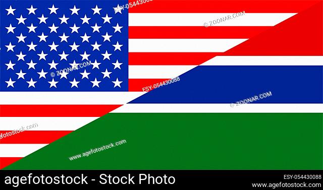 united states of america and gambia half country flag
