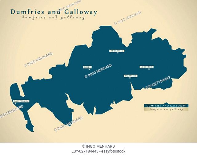 Modern Map - Dumfries and Galloway UK Scotland illustration