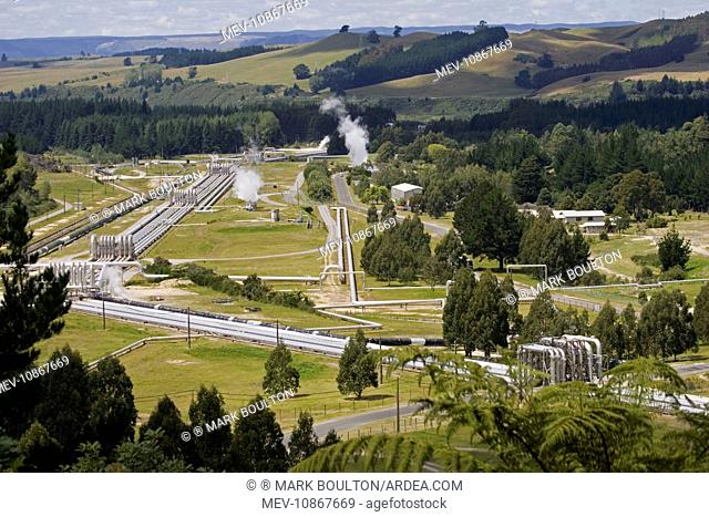 Wairakei Geothermal Power Station near Taupo. North Island New Zealand. Operated by Contact Energy this was the first geothermal plant to use very hot water as...