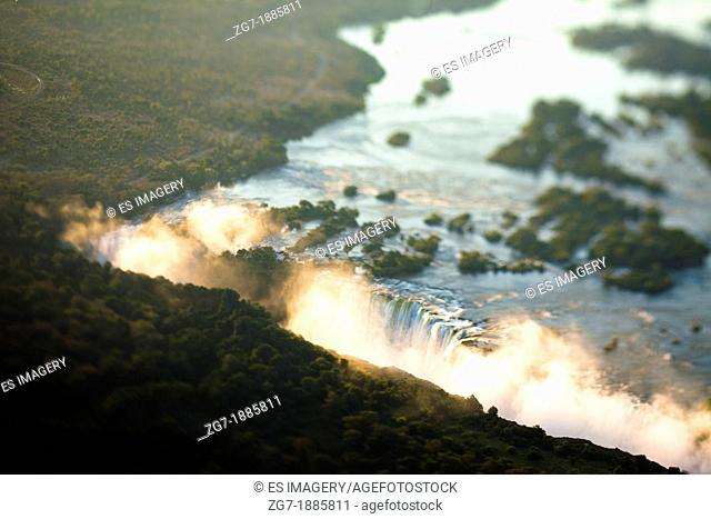 Victoria Falls Aerial with Tilt-Shift Lens