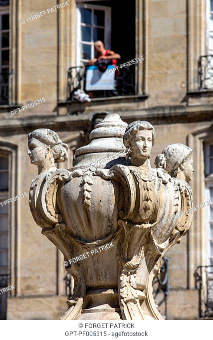 FOUNTAIN OF THE THREE GRACES BY MICHEL LOUIS GARROS ON THE PLACE DU PARLEMENT, CITY OF BORDEAUX, GIRONDE (33), FRANCE