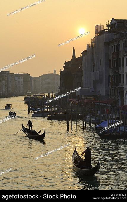 Italy, Unesco World Heritage Site, Venice, The Grand Canal at sunset