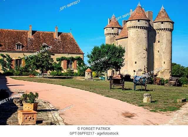 CHATEAU OF SARZAY, OLD FEUDAL FORTRESS FROM THE 14TH AND 15TH CENTURIES, GEORGE SAND'S BLACK VALLEY IN THE BERRY (36), FRANCE