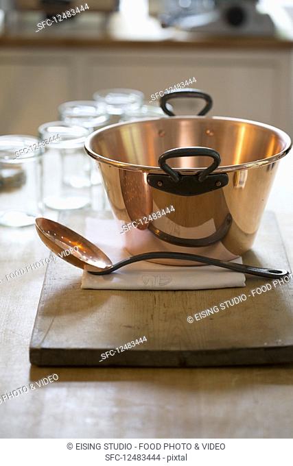 A copper pot for making jam