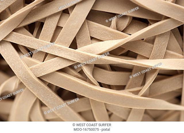 Heap of rubber bands close-up