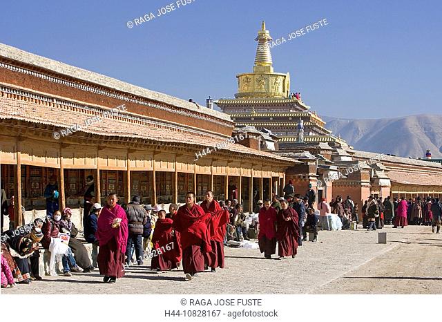 China, Asia, Silk Road, province Gansu, Gannan, autonomous district, Xiahe, cloister Labrang, Tibet highland, mountain