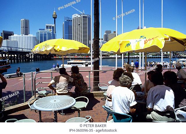 Cafes at Darling Harbour a popular harbourside recreational area in the city of Sydney
