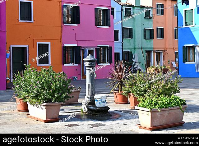 Motif from Burano, yard, plants, hydrant, water