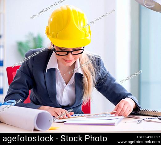 The woman architect working on the project