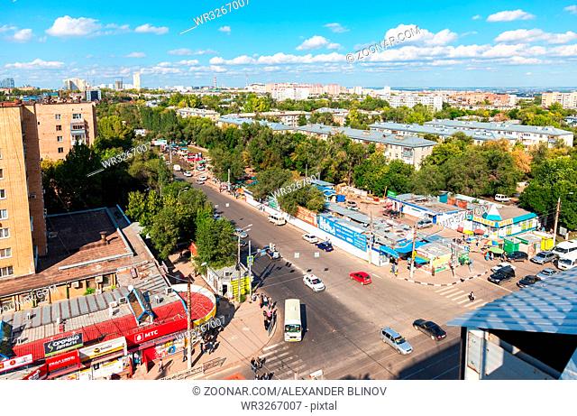 Samara, Russia - September 4, 2016: Panoramic view from height on the city, bird view