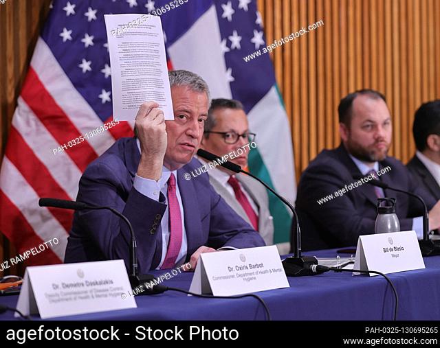 One Police Plaza, New York, USA, March 05, 2020 - Mayor Bill de Blasio along with City Officials holds a media availability to provide an update on the City’s...