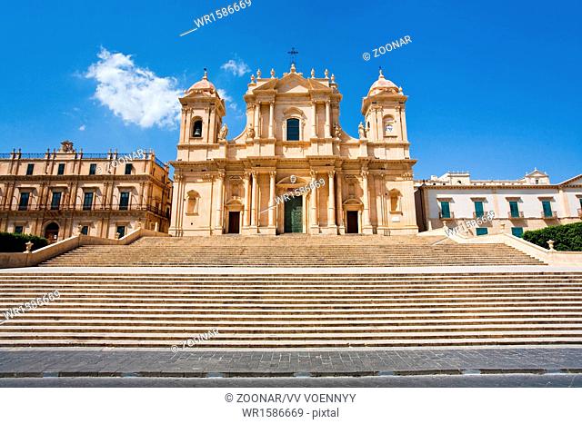 the Cathedral in late Baroque style town Noto