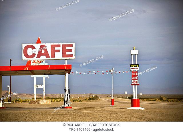 Roy's Motel & Cafe, historic landmark along the old Route 66 in the Mojave Desert Amboy, CA