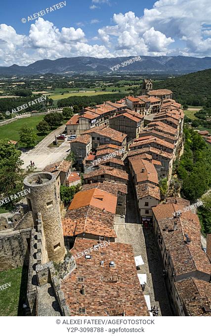 Panoramic view of a small town Frías, province of Burgos, Castile and Leon, Spain