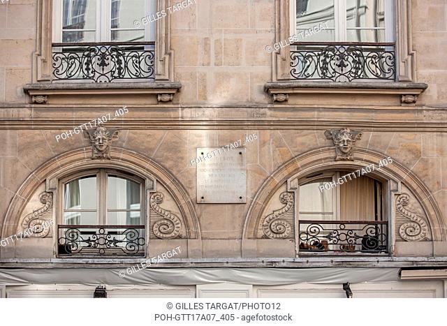 Paris, 1th arrondissement, 39 rue de richelieu, building where lived Denis Diderot, Photo Gilles Targat