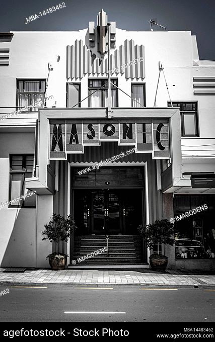 The Masonic Art Deco hotel in downtown Napier, North Island of New Zealand