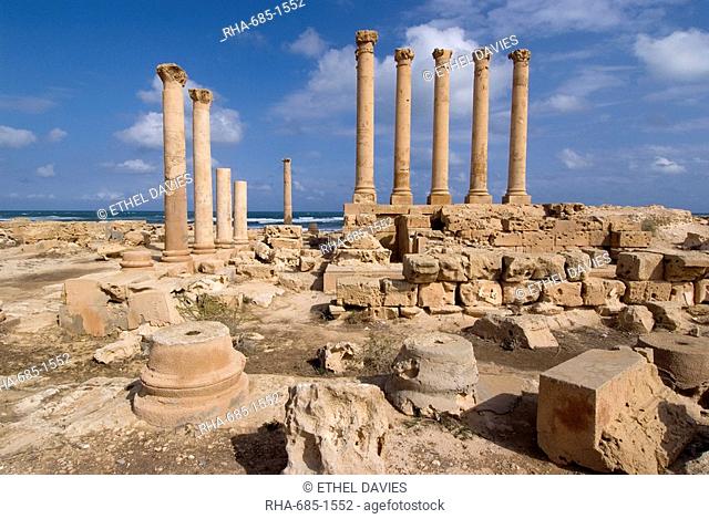 Temple of Isis, Roman site of Sabratha, UNESCO World Heritage Site, Libya, North Africa, Africa